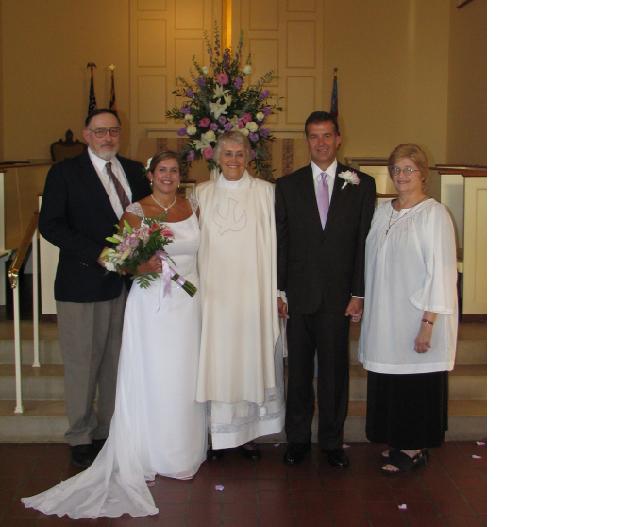 Karen and Tom Hattaway, with Jim Lindsay, the Rev. Barbara Allen, and Ginny Lindsay